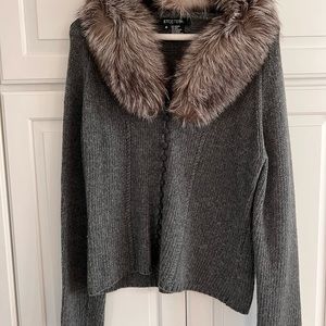 Women’s Etcetera wool cardigan with faux fur
